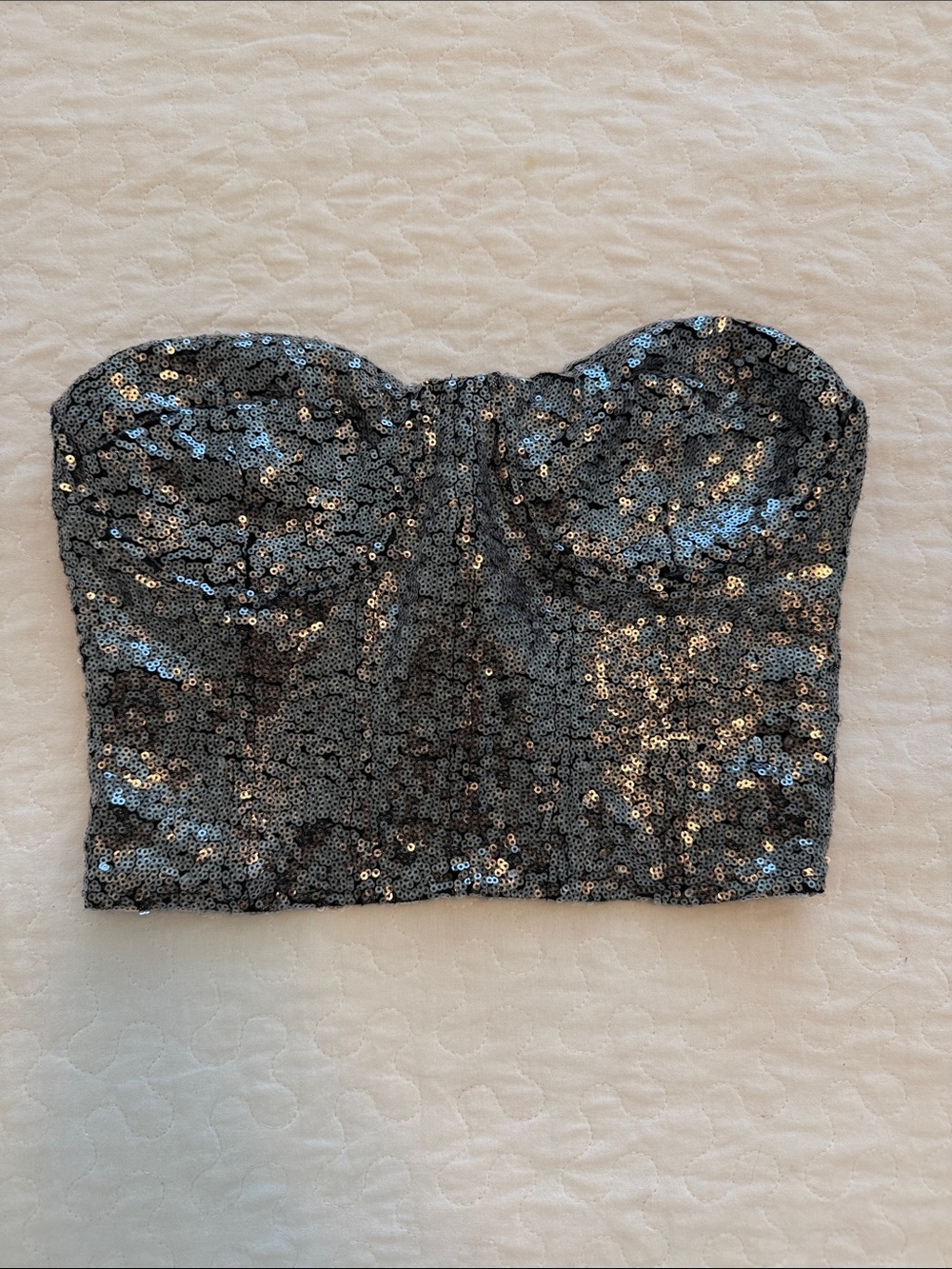 🛍️ 3/$25 Silver Sequin Strapless Bustier Top